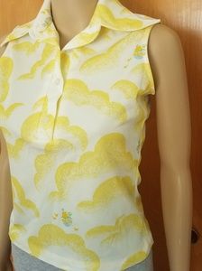 Mid Century Mod Vintage Polyester Sleeveless Shirt EUC!